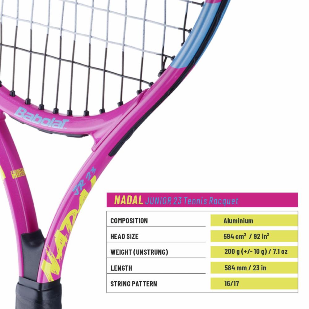 Babolat Nadal Junior 23 Tennis Racquet - 215 g - Yellow Pink Blue Babolat Nadal Junior 23 Tennis Racquet - 215 g - Yellow Pink Blue