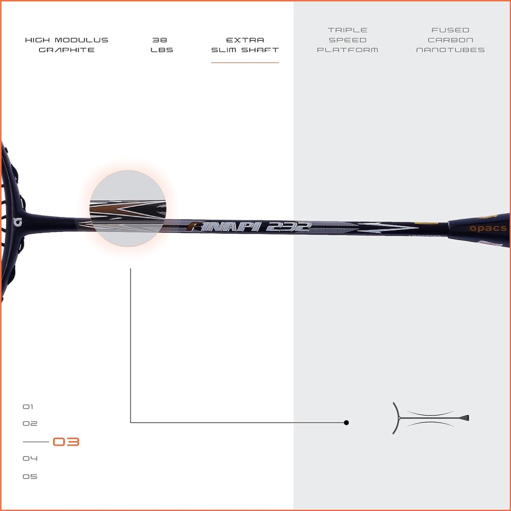 Apacs Finapi 232 Unstrung Badminton Racket (Black)