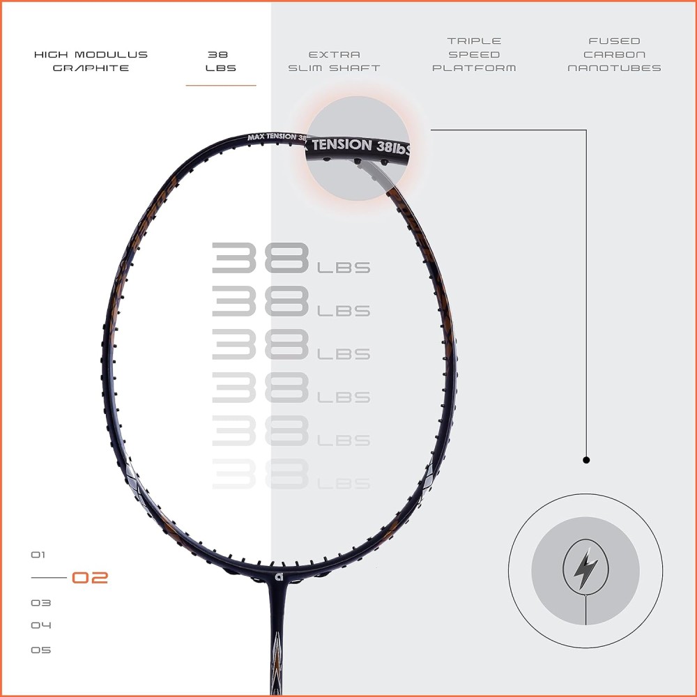 Apacs Finapi 232 Unstrung Badminton Racket (Black)