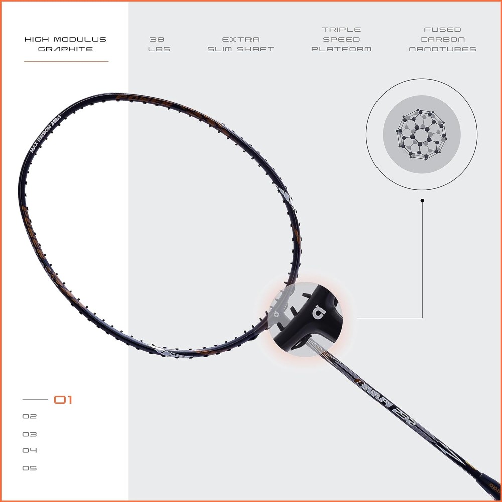 Apacs Finapi 232 Unstrung Badminton Racket (Black)