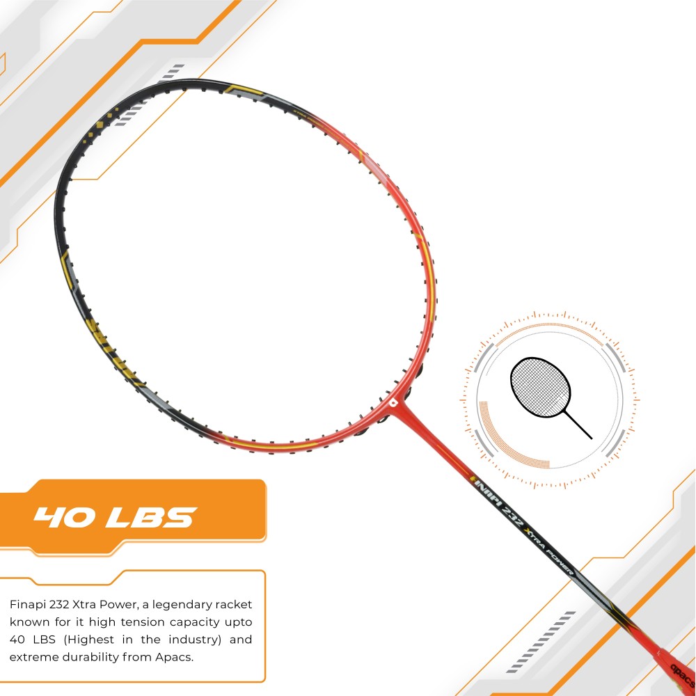 Apacs Finapi 232 XTRA Power Badminton Racket (Red Black)