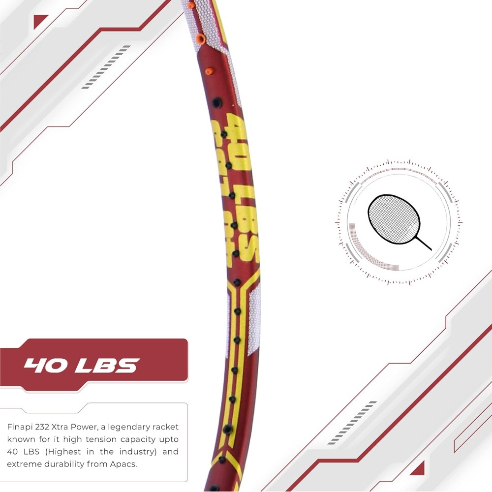 Apacs Finapi 232 XTRA Power Badminton Racket (Red/Gold)
