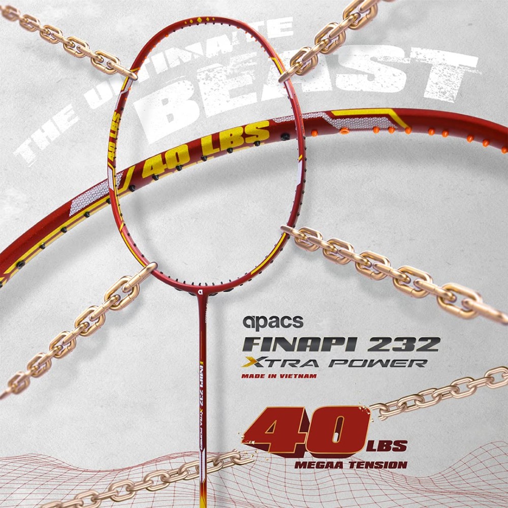 Apacs Finapi 232 XTRA Power Badminton Racket (Red/Gold)