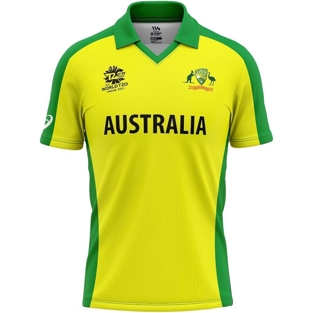 Australia ICC World Cup 2019 Half Sleeves Cricket Fan Jersey - 100% Dryfit Polyester - With Name Personalization