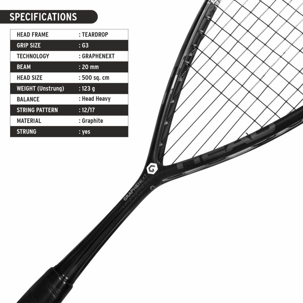 HEAD Graphene XT Hurricane 123 Squash Racquet (Black) 