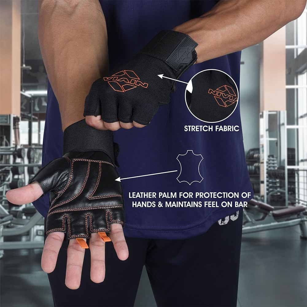 Nivia Leather Gym Weight Lifting Gloves