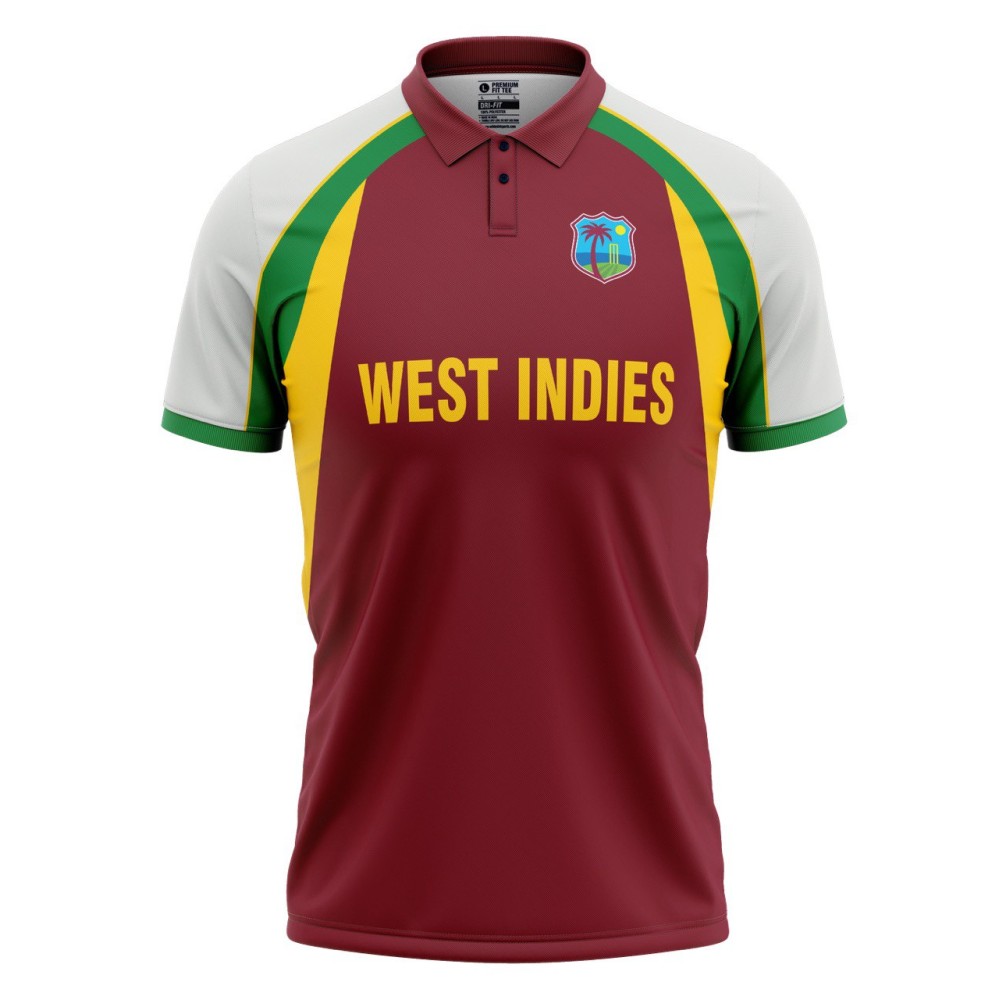 West Indies T20 World Cup 2007 Half Sleeves Cricket Fan Jersey - 100% Dryfit Polyester - With Name Personalization