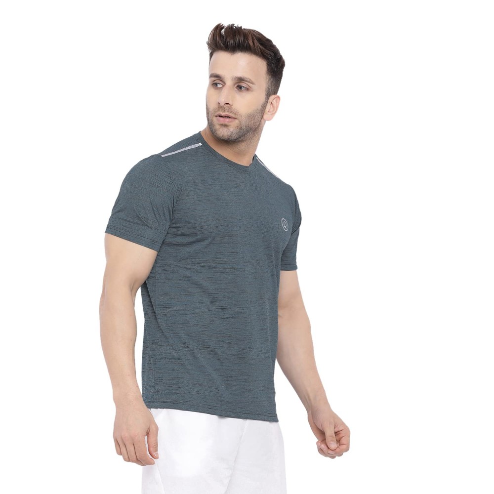 Whitedot FlexFit Round Neck Regular Dry Fit Gym Sports T-Shirt - Light Grey