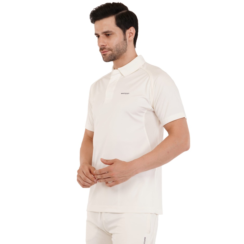Whitedot Hexa Dri-FIT Cricket White Polo T-Shirt - Off White