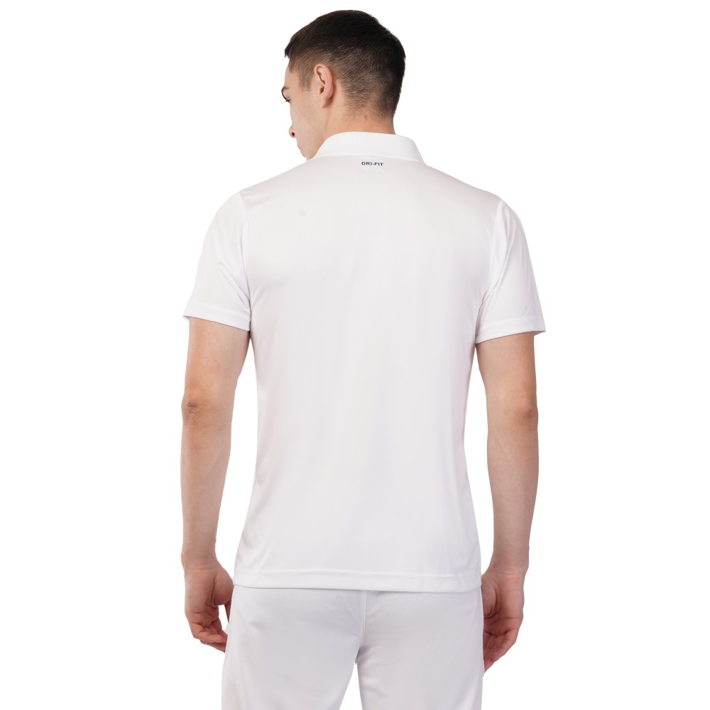 Whitedot Novelty Quick Dry Cricket Polo T-Shirt - Half Sleeves - White