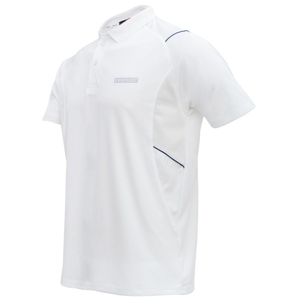 Whitedot Omega Dri-FIT Cricket White Polo T-Shirt