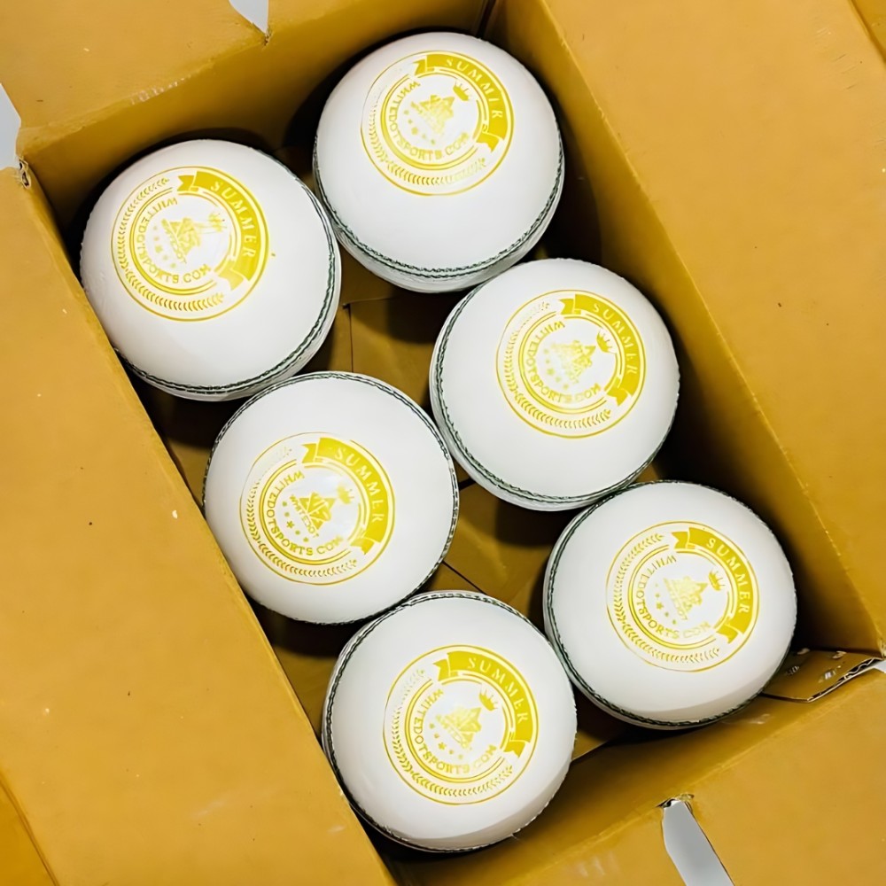 Whitedot Summer White Cricket Leather Ball - 50 Over - Pack of 2