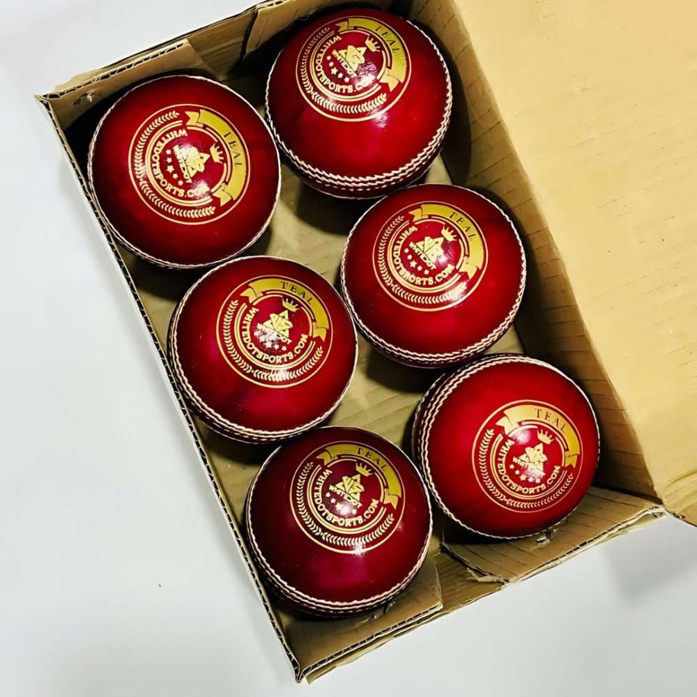 Whitedot Teal Red Cricket Leather Ball - 40 Over - Pack of 2