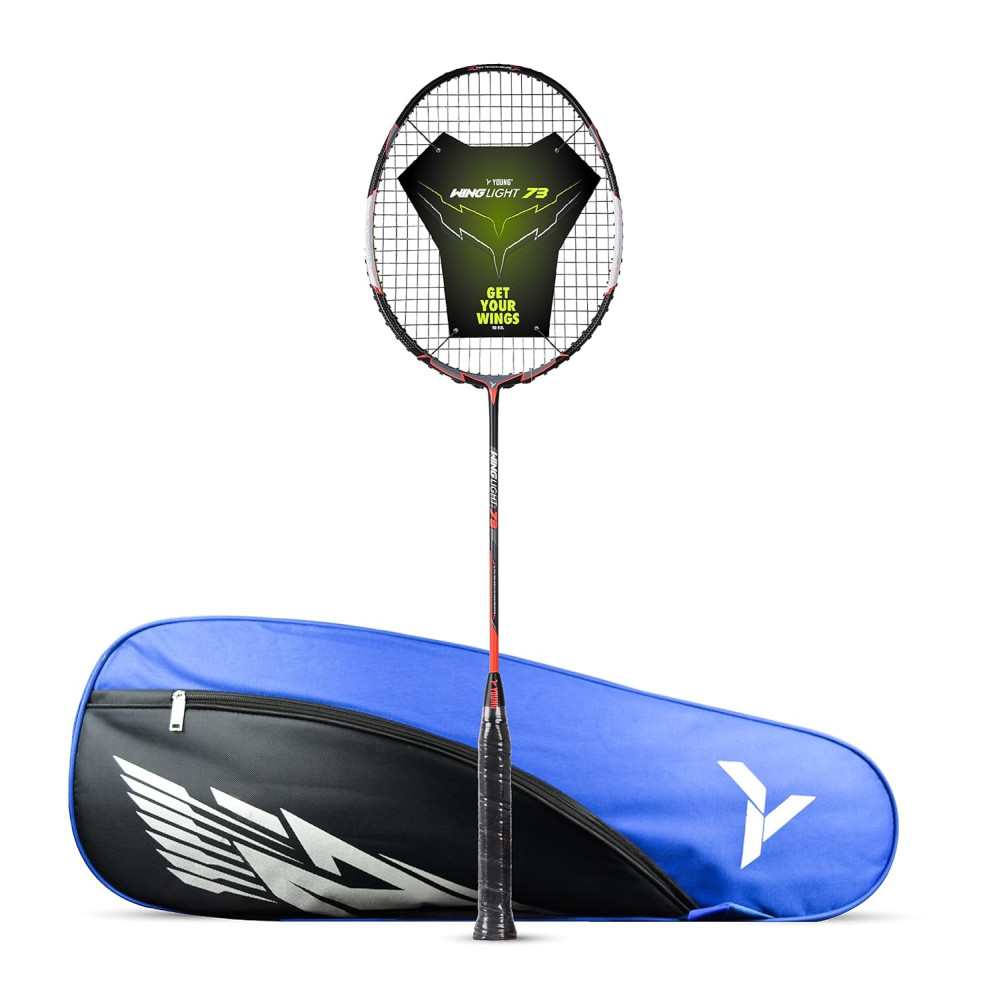 Young Wing Light 73 Black Orange Badminton Racket + R2 Badminton Kitbag Combo