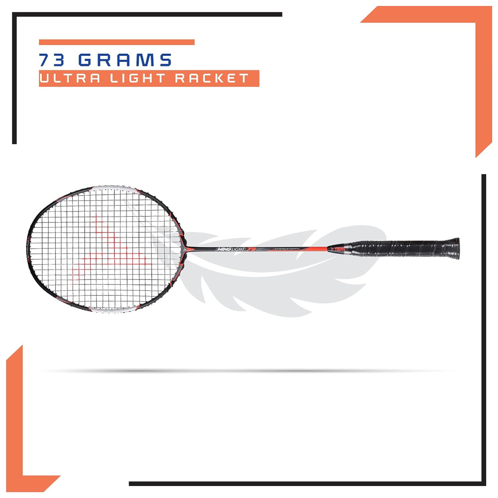 Young Wing Light 73 Black Orange Badminton Racket + R2 Badminton Kitbag Combo
