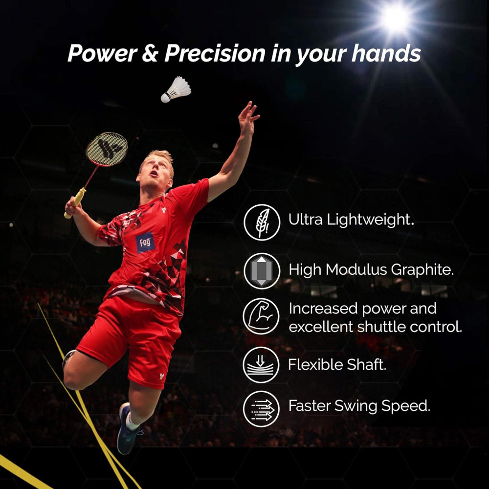YOUNG (Malaysia) Passion 17 Graphite Lightweight 75g Professional Badminton Racket, (Black/Red) High Modulus 24-Ton Graphite, Unstrung with Full Cover