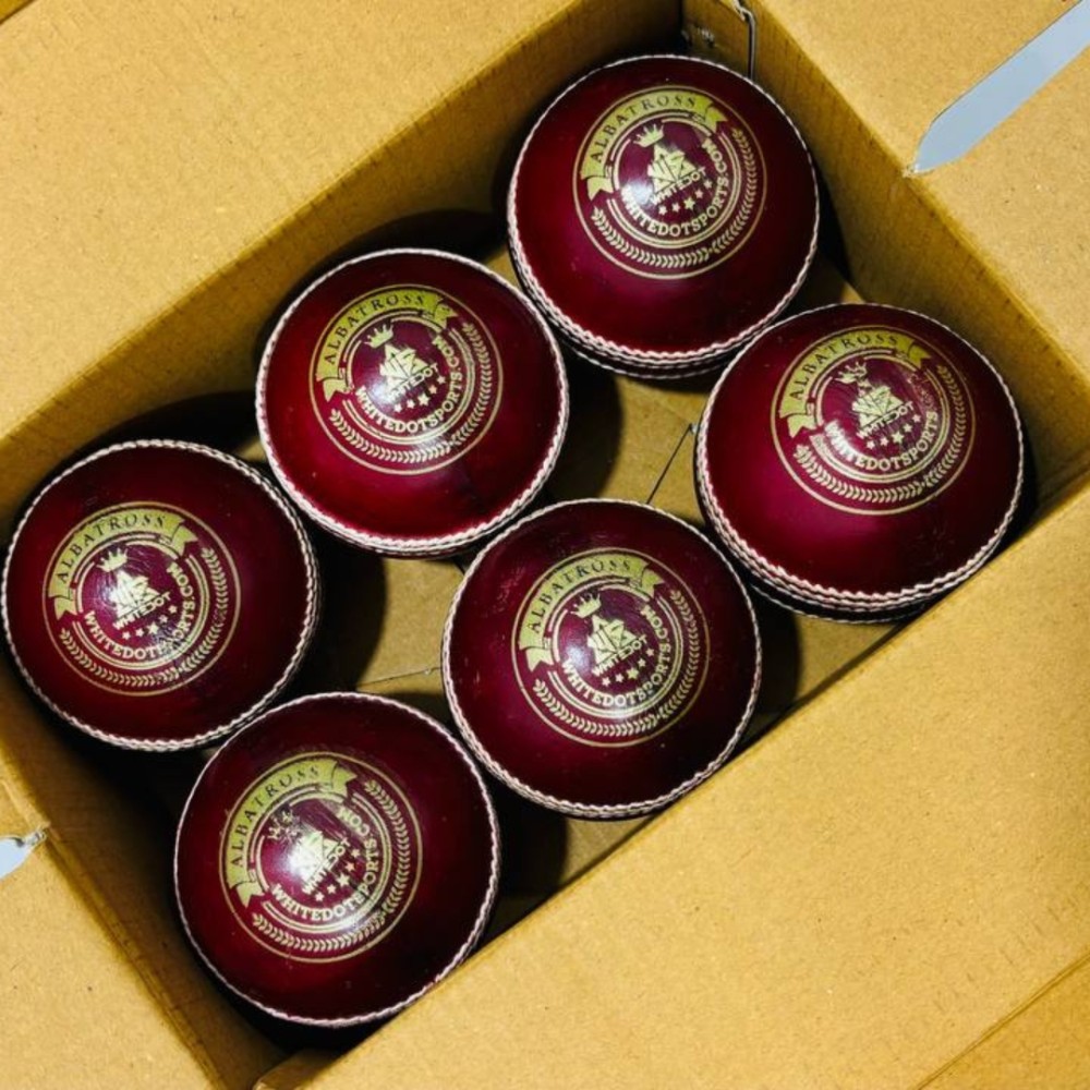 Whitedot Albatross Red Cricket Leather Ball - 40 Over - Pack of 2